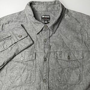 Outdoor Research Sandpoint Flannel Shirt Mens XL Gray Button Long Sleeve Hiking